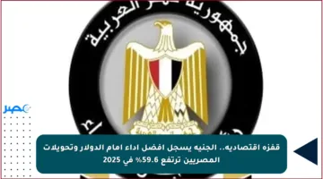 قفزة اقتصادية.. الجنيه يسجل أفضل أداء أمام الدولار وتحويلات المصريين ترتفع 59.6% في 2025